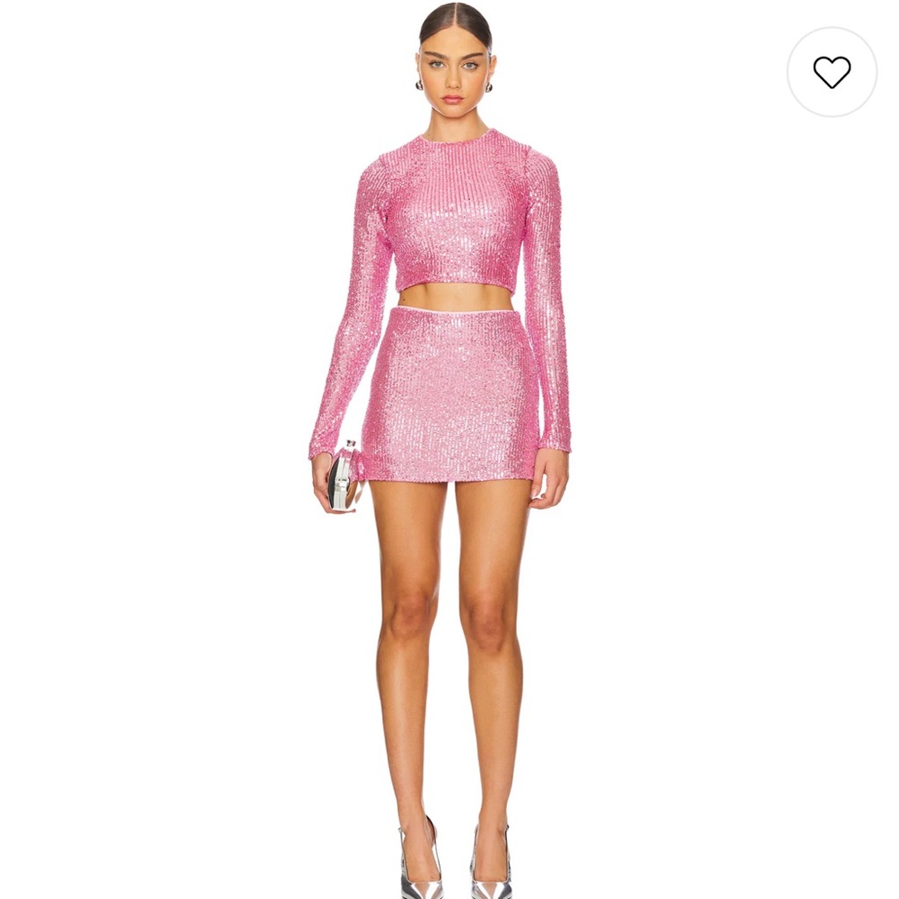 REVOLVE Pink Sequin Skirt Set